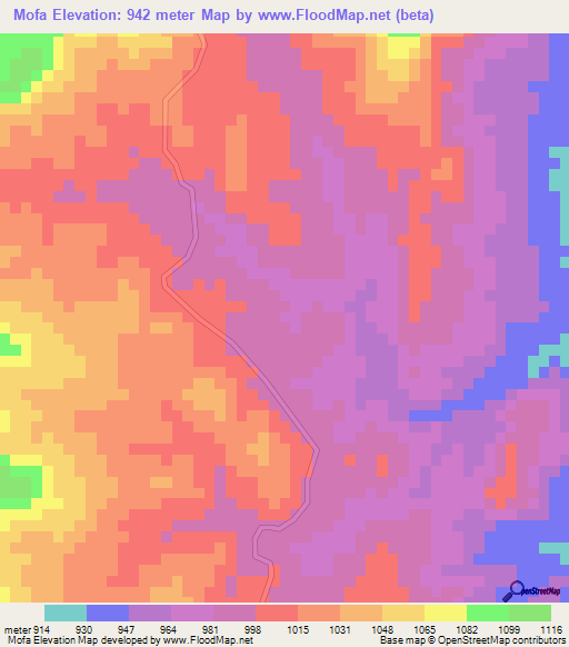Mofa,Ethiopia Elevation Map