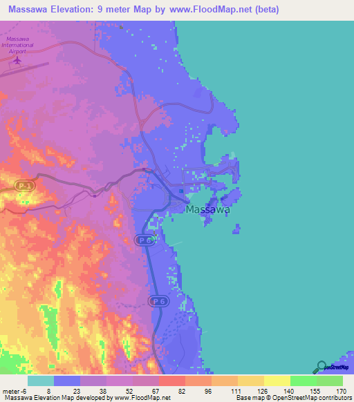 Massawa,Eritrea Elevation Map