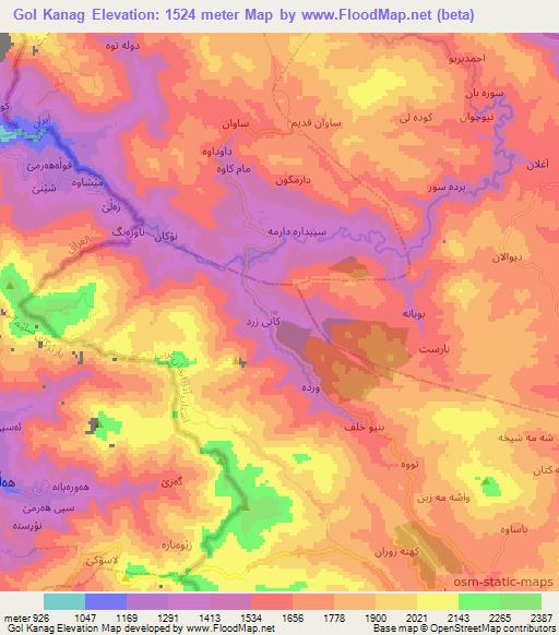 Gol Kanag,Iran Elevation Map