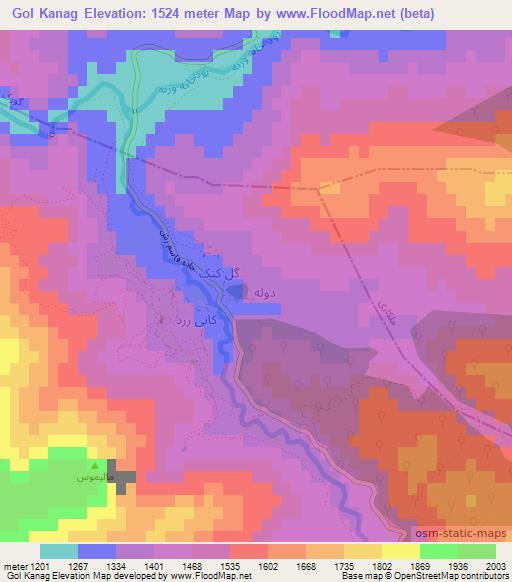 Gol Kanag,Iran Elevation Map