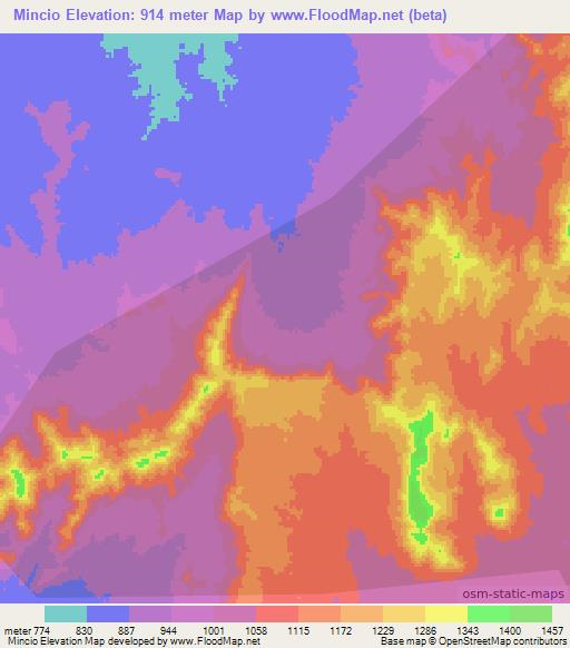 Mincio,Ethiopia Elevation Map