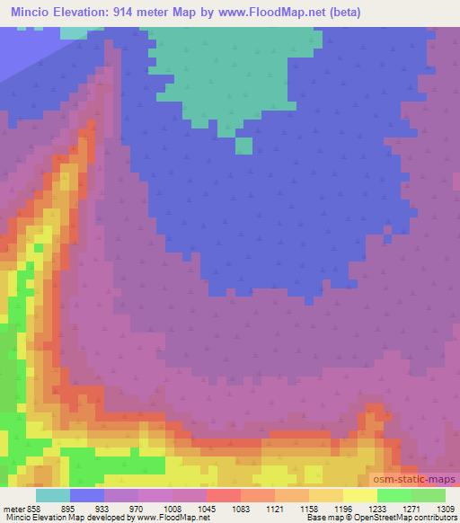 Mincio,Ethiopia Elevation Map