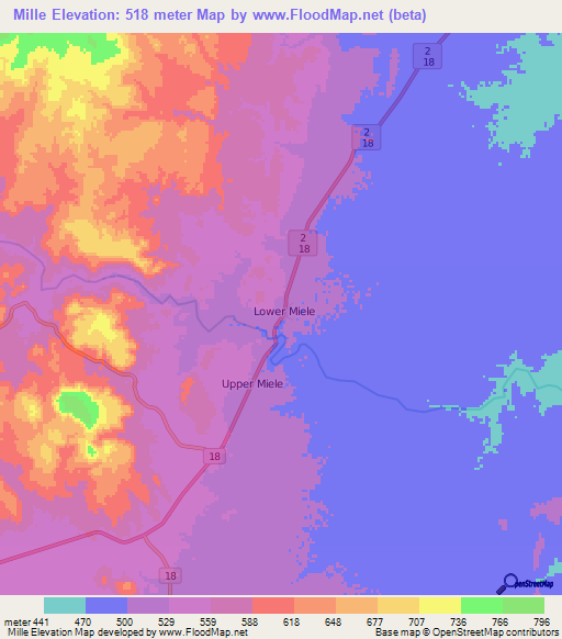 Mille,Ethiopia Elevation Map