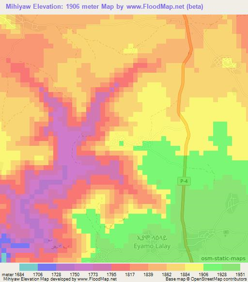 Mihiyaw,Eritrea Elevation Map