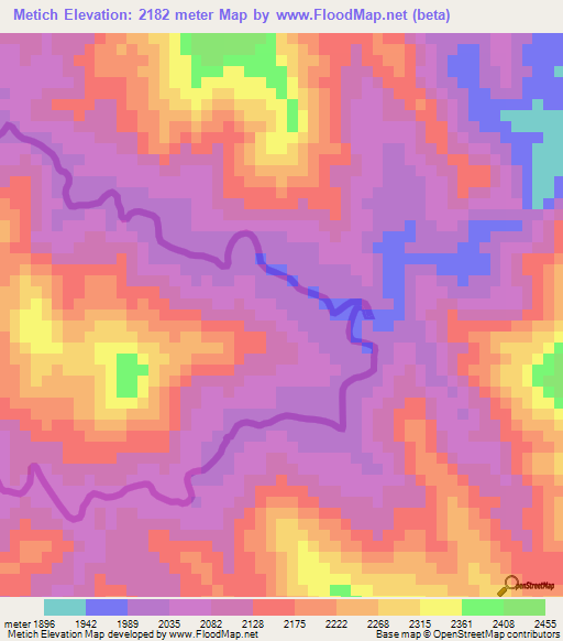 Metich,Eritrea Elevation Map