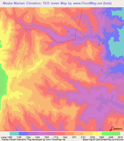 Mesba Mariam,Ethiopia Elevation Map