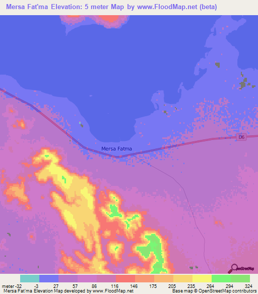 Mersa Fat'ma,Eritrea Elevation Map