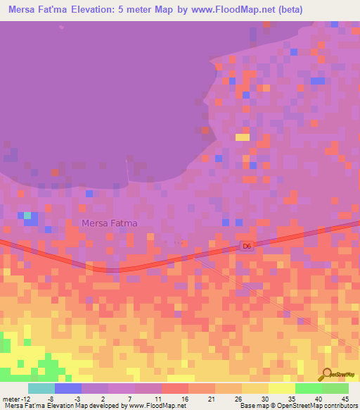 Mersa Fat'ma,Eritrea Elevation Map