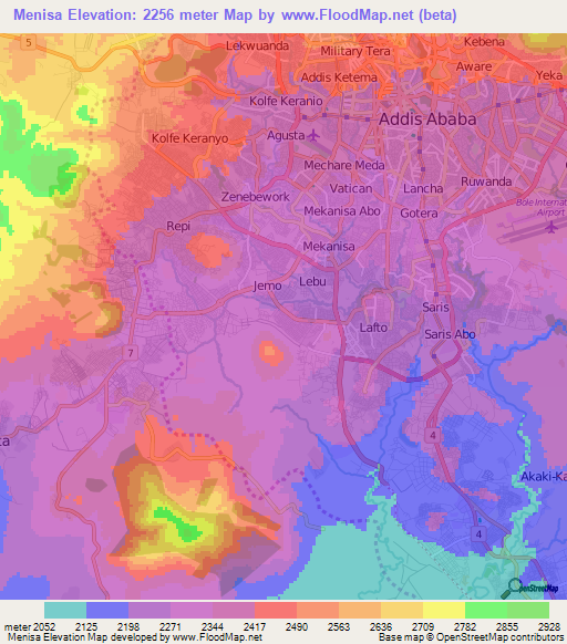 Menisa,Ethiopia Elevation Map