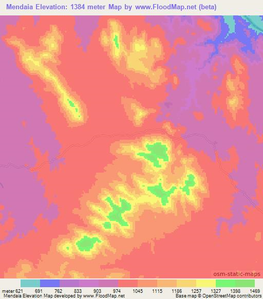 Mendaia,Ethiopia Elevation Map