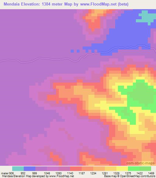 Mendaia,Ethiopia Elevation Map