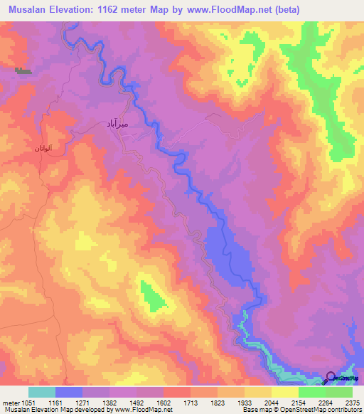 Musalan,Iran Elevation Map