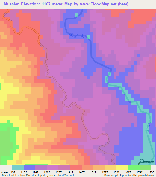 Musalan,Iran Elevation Map