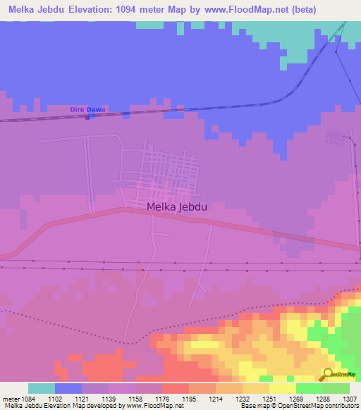 Melka Jebdu,Ethiopia Elevation Map