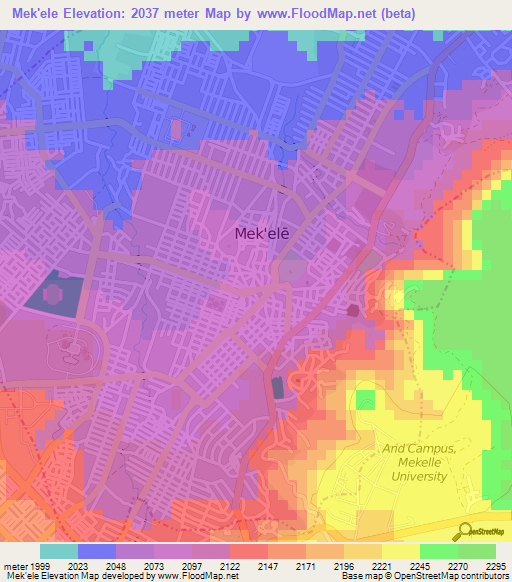 Mek'ele,Ethiopia Elevation Map