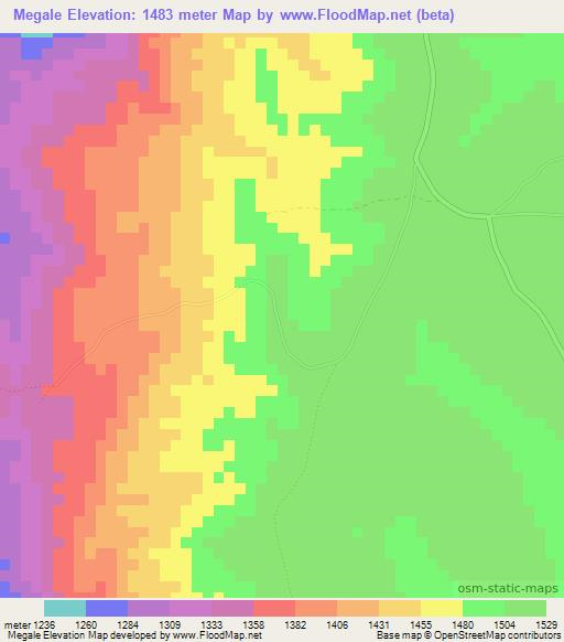Megale,Ethiopia Elevation Map