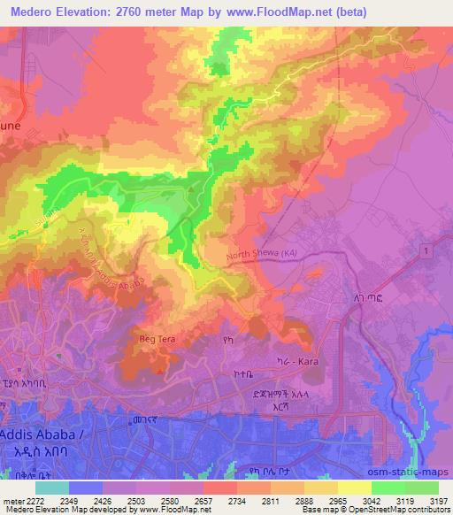 Medero,Ethiopia Elevation Map