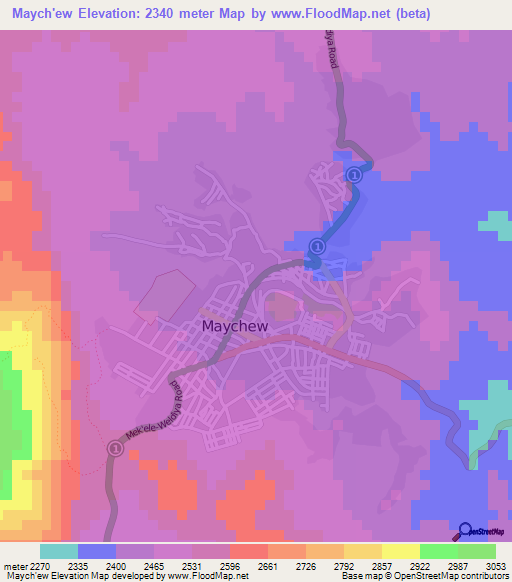 Maych'ew,Ethiopia Elevation Map