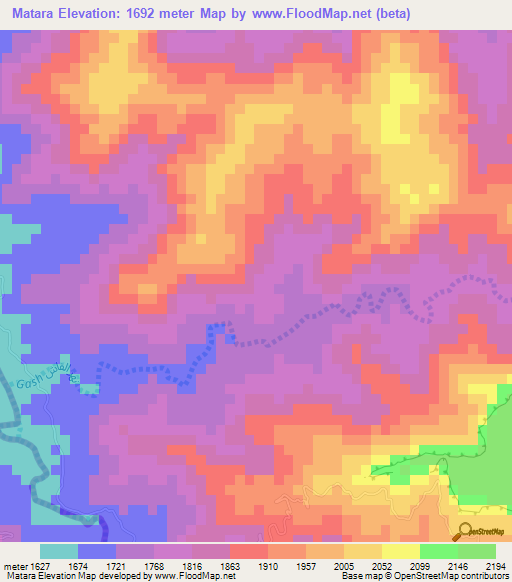 Matara,Eritrea Elevation Map