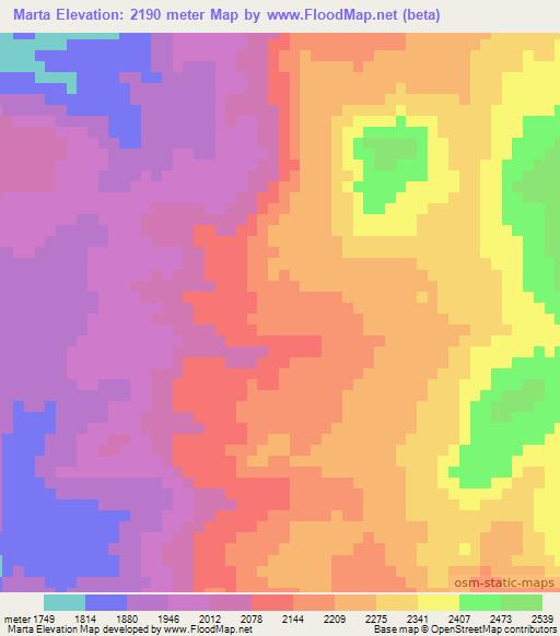 Marta,Eritrea Elevation Map