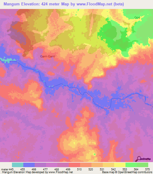 Mangum,Ethiopia Elevation Map