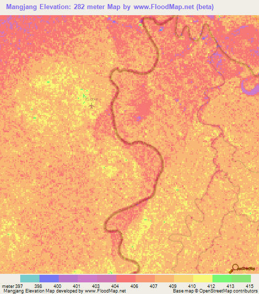 Mangjang,Ethiopia Elevation Map
