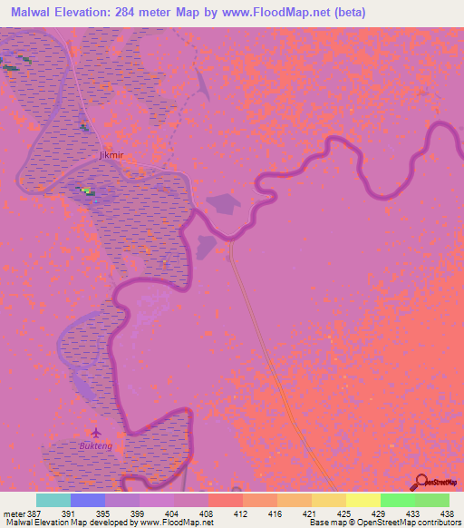 Malwal,Ethiopia Elevation Map