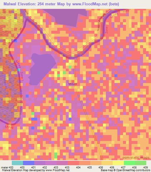 Malwal,Ethiopia Elevation Map