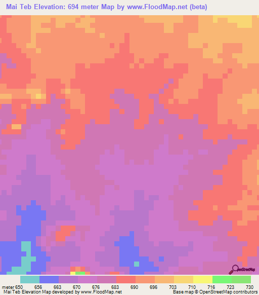 Mai Teb,Eritrea Elevation Map
