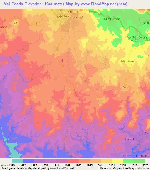 Mai Egada,Eritrea Elevation Map