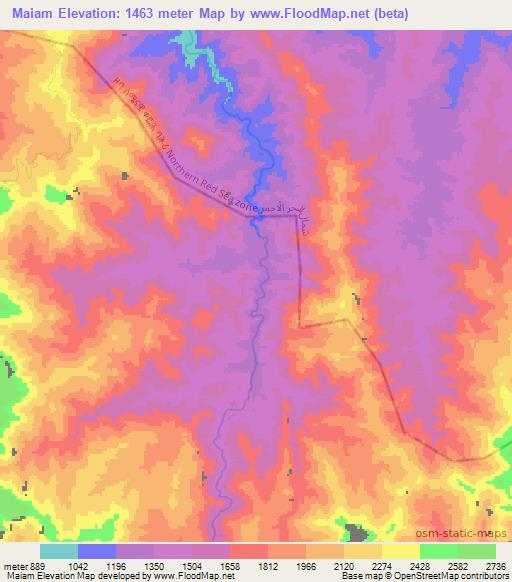 Maiam,Eritrea Elevation Map