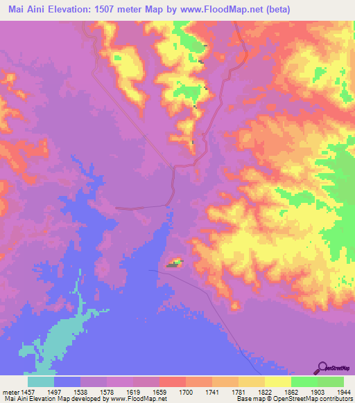 Mai Aini,Eritrea Elevation Map