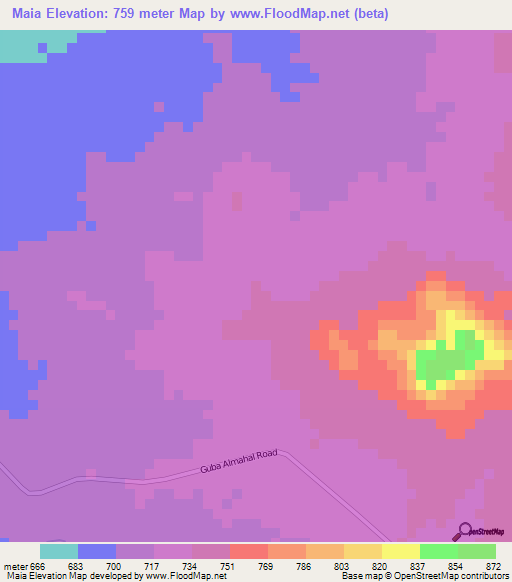 Maia,Ethiopia Elevation Map