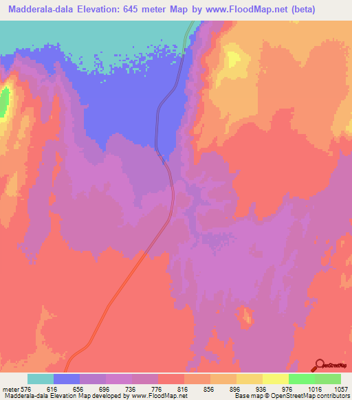 Madderala-dala,Ethiopia Elevation Map