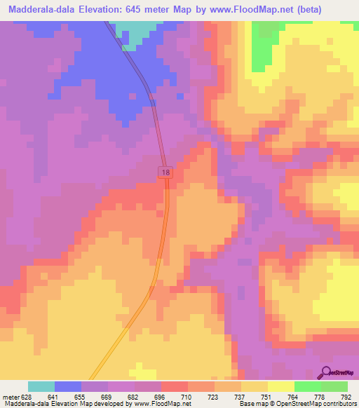Madderala-dala,Ethiopia Elevation Map