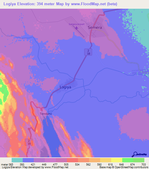 Logiya,Ethiopia Elevation Map