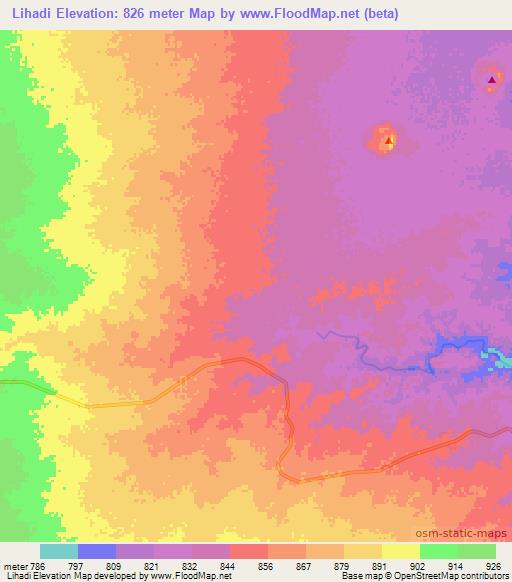 Lihadi,Ethiopia Elevation Map