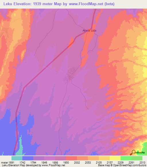 Leku,Ethiopia Elevation Map
