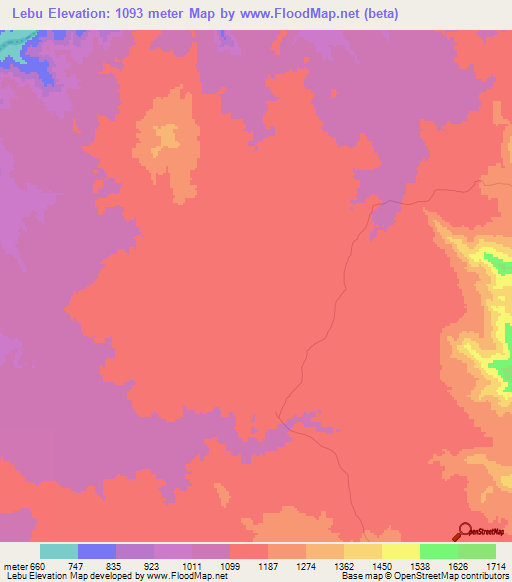 Lebu,Ethiopia Elevation Map