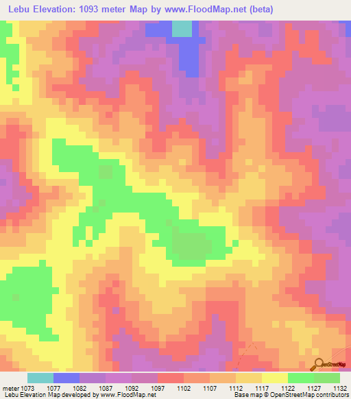 Lebu,Ethiopia Elevation Map