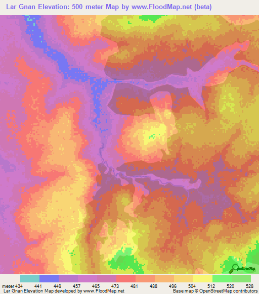 Lar Gnan,Ethiopia Elevation Map