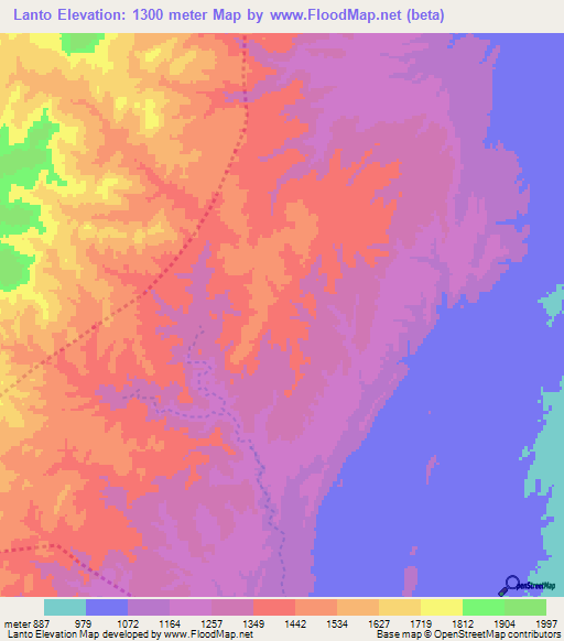 Lanto,Ethiopia Elevation Map