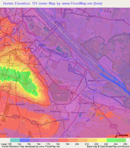 Horten,Austria Elevation Map
