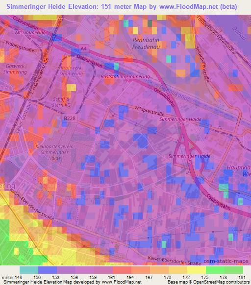 Simmeringer Heide,Austria Elevation Map
