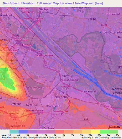 Neu-Albern,Austria Elevation Map