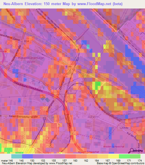 Neu-Albern,Austria Elevation Map