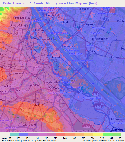 Prater,Austria Elevation Map