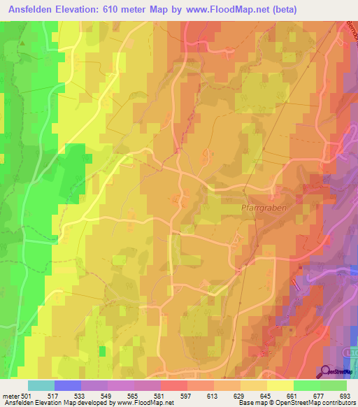 Ansfelden,Austria Elevation Map