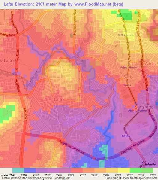 Laftu,Ethiopia Elevation Map