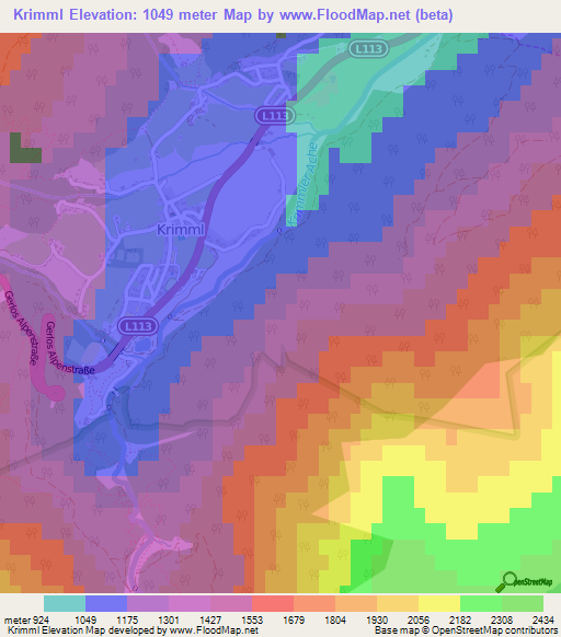 Krimml,Austria Elevation Map